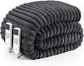 Hansleep Heated Blanket Queen Size Electric Throw Dual Control, Heating Blanket with 9 Heating Levels and 10-Hour Timer Auto Shut Off, Washable Soft Warm Winter Blanket, 80 x 90 Inches, Dark Grey