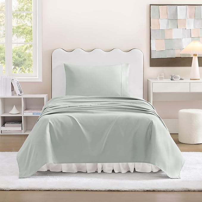 UGG Twin Sheet Set, 3-Piece Luxury Cooling Twin Sheets Set, Deep Pockets, Premium Bedding with 1 Pillow Sham, Machine Washable, Soft Lightweight, Green (Hedi)