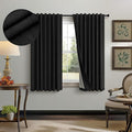 Black Out Curtains 45 Inch Long 2 Panels Burg for Bedroom Small Windows Pocket Modern Farmhouse Linen Look Room Darkening Insulated Half Short Blackout Curtain for Bathroom Kitchen Doors 45L Length