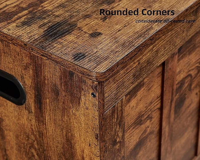 51.2"Storage chest extra large,storage bench with 2 safety hinges,Shoe Bench,51.2*15.7*19.1inches,wooden trunk for bedroom,livingroom,entryway,Supports 220 lb,Easy Assembly(Rustic brown)