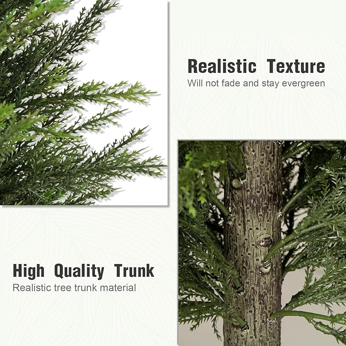 2FT Artificial Cedar Trees Set of 2, Realistic Faux Evergreen Topiary Bushes Plants, Outdoor Potted Fake Cypress Shrubs for Front Porch Garden Home Living Room Decor