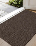 Color&Geometry Ultra-Thin Indoor Door Mat, 17"x29" Low-Profile Non-Slip Entryway Rug with Modern Geometric Texture, Washable Doormat for Indoor Entrance, Front Door, Brown(Rolled-up NO Creases)
