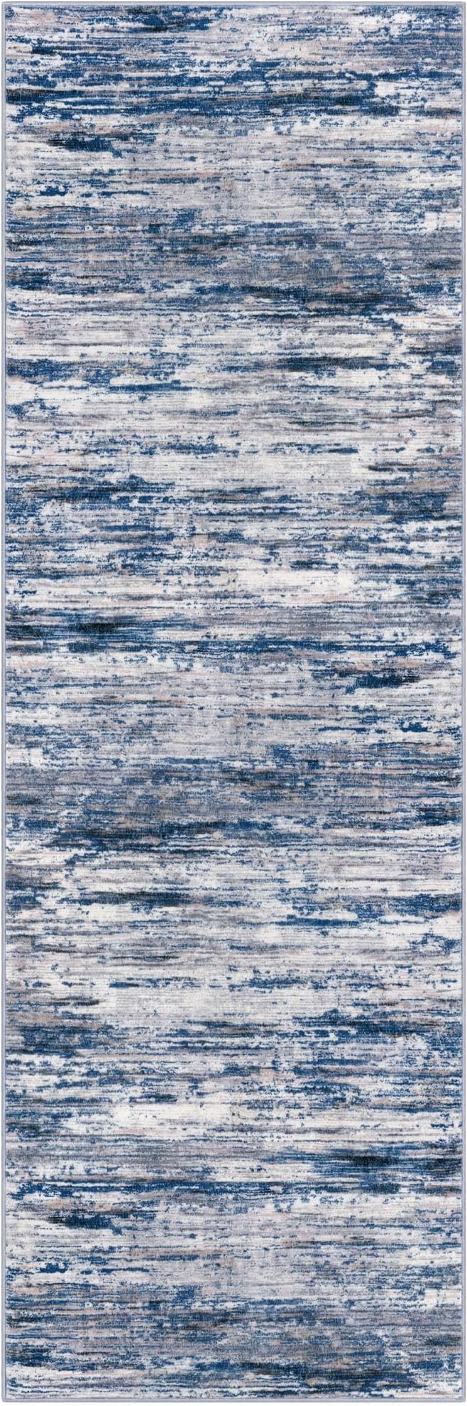 3x8 Modern Abstract Runner Rug for Hallways, Navy Blue Gray Neutral Multi Super Soft Hallway Decor Kitchen Rugs with Non-Slip, Non-Shedding Washable Rug for Entryway Bedroom Indoor