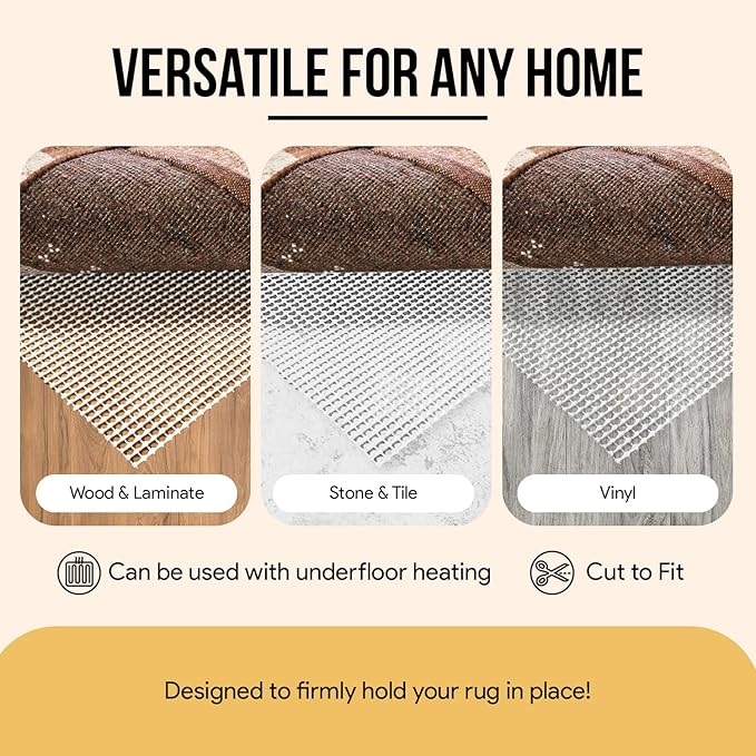 MAYSHINE Non-Slip Area Rug Pad Mat Underlay Multipurpose for Hard Surface Floor (6 x 9 Feet)
