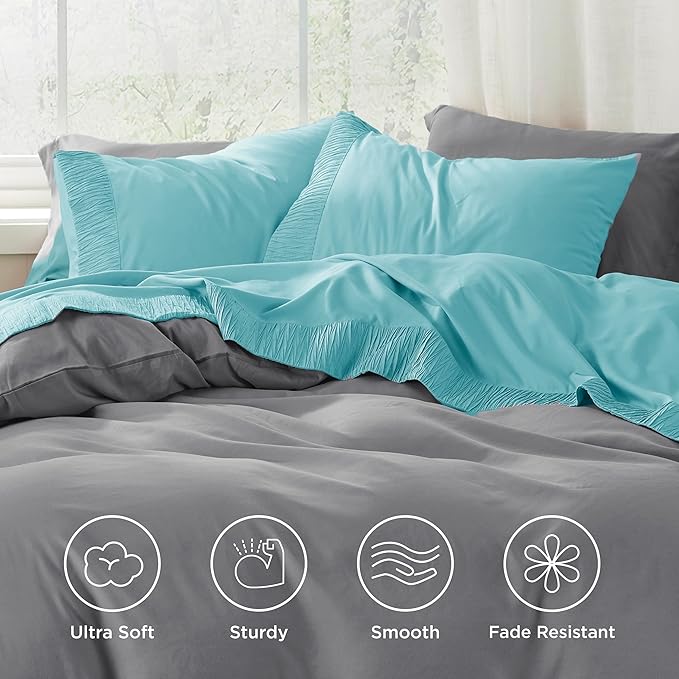 Bedsure Twin XL Sheet Sets Dorm Bedding - 3 Pieces Soft Extra Long Twin Sheets, Hotel Luxury, Easy Care Microfiber for Women, Men, Spa Blue
