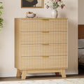 39" Tall Dresser for Bedroom, 4-Drawer Fluted Chest of Drawers, Modern Wood Highboy with Deep Storage, Metal Slides & Handles, Anti-Tip Kit, Vertical Clothes Organizer for Apartment, Nursery
