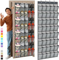 Windyun Over the Door Shoe Organizer with 40 Large Breathable Mesh Pocket, Space Saving Hanging Shoe Rack Hanger Gray Behind the Door Storage Holder for Entryway Closet Bedroom Utility Room Women Men