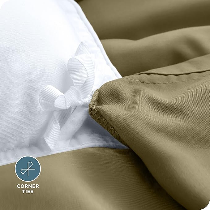 Bare Home Bedding Duvet Cover Extra Long Size - Premium 1800 Super Soft Collection - Lightweight, Cooling - Soft Breathable Bedding Duvet Cover (Twin/Twin XL, Olive)
