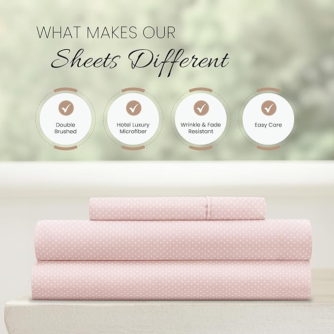 Linen Market 3 Piece Twin Bedding Sheet Set (Pink Hearts) - Sleep Better Than Ever with These Ultra-Soft & Cooling Bed Sheets for Your Twin Size Bed - Deep Pocket Fits 16" Mattress