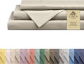 Linen Home 100% Cotton Percale Sheets Full Size, Light Taupe, Deep Pocket, 4 Pieces Set - 1 Flat, 1 Deep Pocket Fitted Sheet and 2 Pillowcases, Crisp Cool and Strong Bed Linen