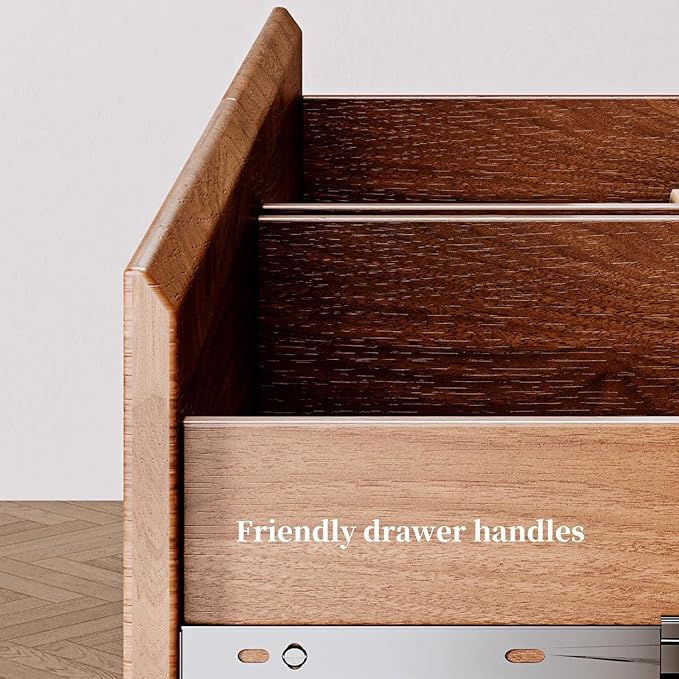 6 Drawer Dresser,47" Wide Mid Century Chest of Drawers,Wooden Bedroom Drawer Dresser with 6 Storage Drawers for Bedroom,Living Room,with Anti-Tipping Device,Dark Walnut