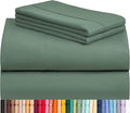 LuxClub 4 PC Queen Sheet Set, Deep Pockets Wrinkle Free Cooling Bed Sheets Hotel Bedding for Women, Men, Includes 1 Fitted Sheet, 1 Flat Sheet and 2 Pillowcases-Soft Tree Moss Green