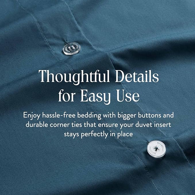 Brooklinen Luxury Sateen Duvet Cover Set - 100% Cotton, Full/Queen Size in Abyss Blue - Includes 1 Duvet Cover and 2 Standard Pillowcases - Best Full/Queen Duvet Covers