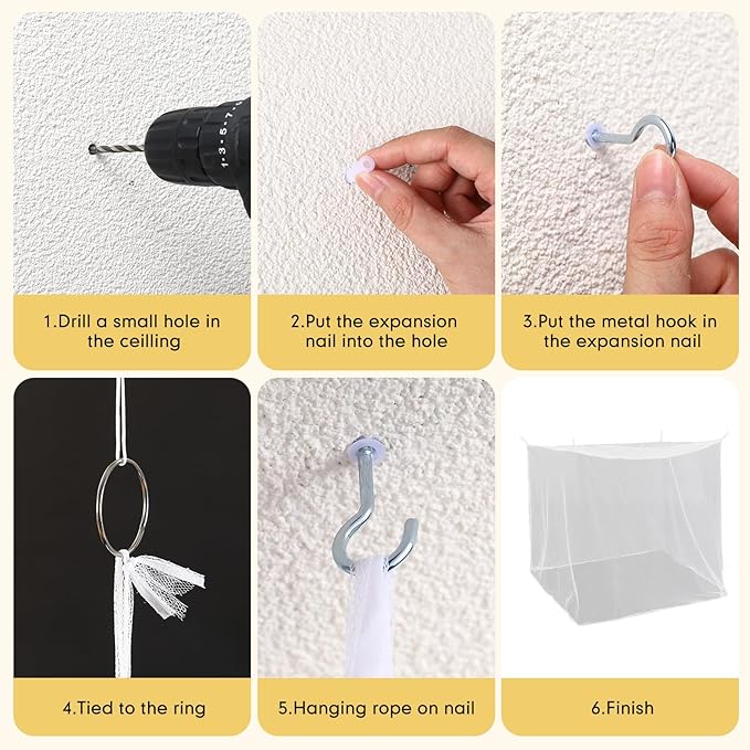 4 Corners Mosquito Net for Mosquiteros para Camas Bed Canopies Netting Bed Drapes Rectangular Mosquito Mesh for Camping Home Outdoor Travel(White A,L79 X W59 X H63 Inch,No-Opening)