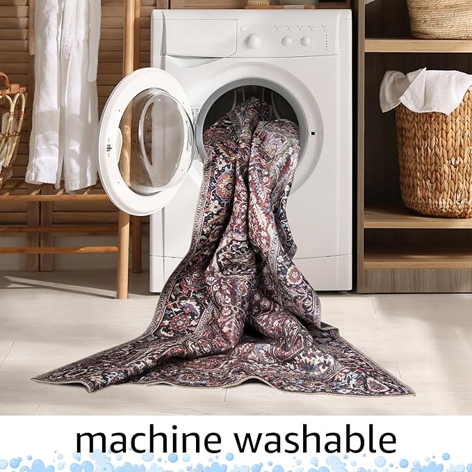Keen Home Design 3x5 Rug - Machine Washable Entry Rug with Non-Slip Backing, Ideal for Enteryway, Kitchen, Bathroom, Laundry Room - Vintage, Easy Clean, Durable, Low Pile Rug - (3' x 5')