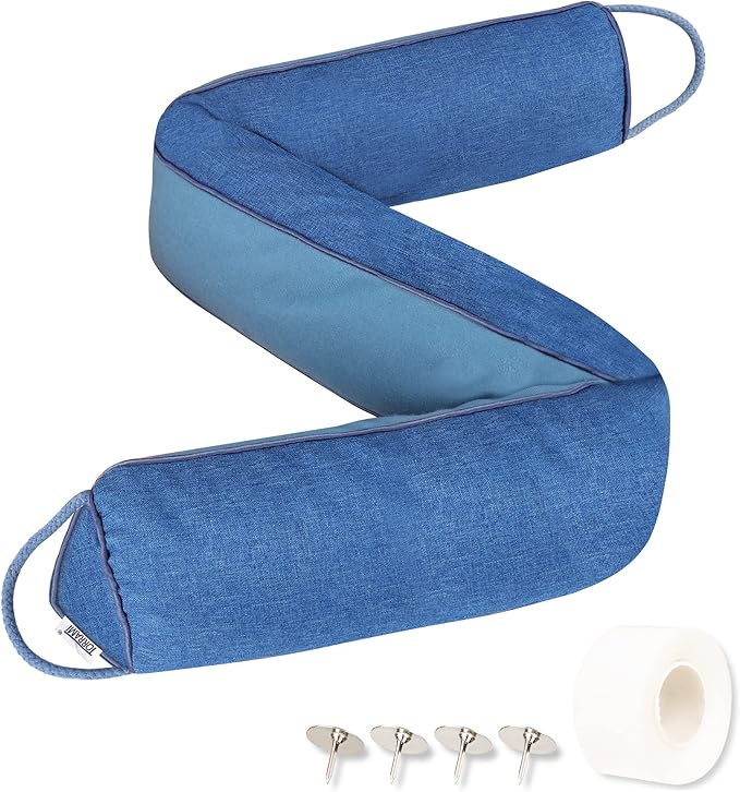 TORRAMI 32" Door Draft Stopper Under Bottom Insulation Noise Air Stopper 2.0LB,Draft Guard Seal for Doors and Windows - Blue Triangle