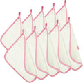 Tatuo 10 Count Popup Closed Exfoliating Wash Cloths for Body and Face Facial Bath Scrub Soft Weave Loofah Towel Exfoliate Bath Towel Remove Dead Skin Wash Cloth for Women Man (Pink Edge)