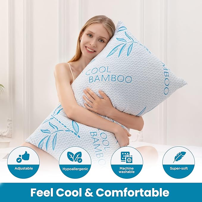 Body Pillow for Sleeping, Shredded Memory Foam Adjustable Bed Pillow with Hypoallergenic, Removable/Washable Zipper Cover