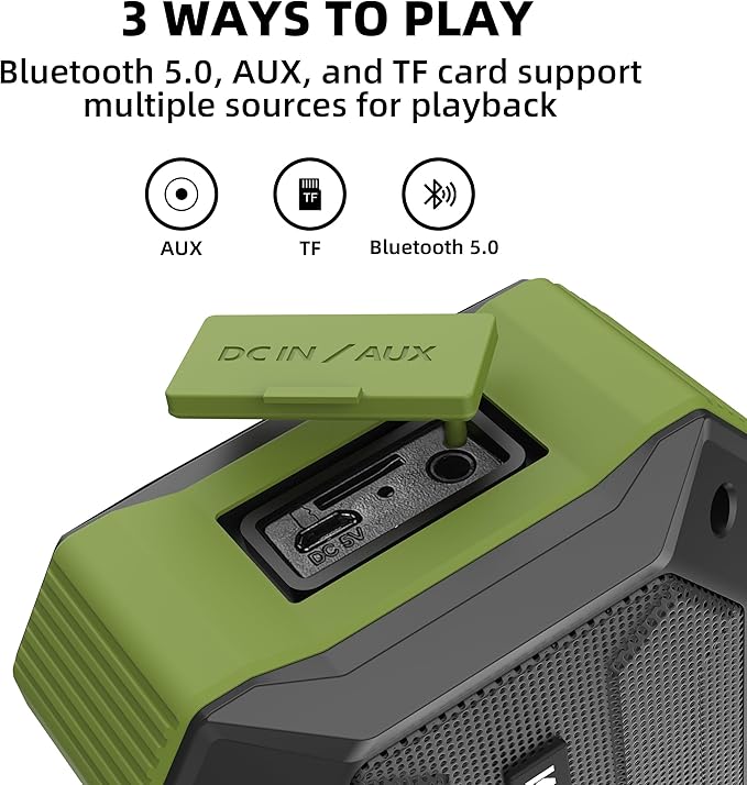 Portable Bluetooth Speaker with IPX7 Waterproof 5W Small Wireless Speakers with TWS Pairing,TF Card/AUX,12 Hours Playtime for Outdoor,Camping,Bathroom,Travel,Beach Use,Gift Ideas