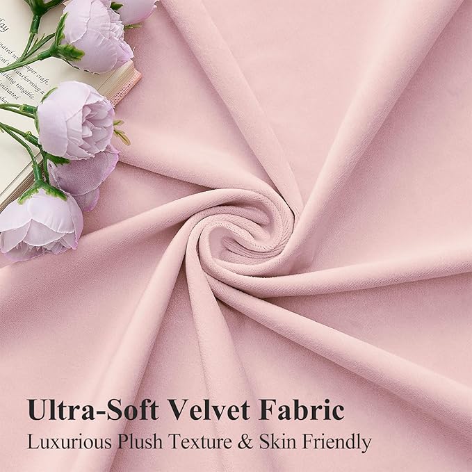 Baby Pink Velvet Curtains 96 Inches for Girls Bedroom, Thermal Insulated Super Soft Room Darkening Curtains Luxury Window Drapes for Living Room Nursery, Back Tab Rod Pocket, W52 x L96, 2 Panels
