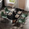 Dining Chairs Set of 4, 18 Inch Modern Armless Dining Chair with Back, Faux Leather Kitchen Dining Room Chair with Metal Legs for Home, Bistro Coffee Shops (Green)