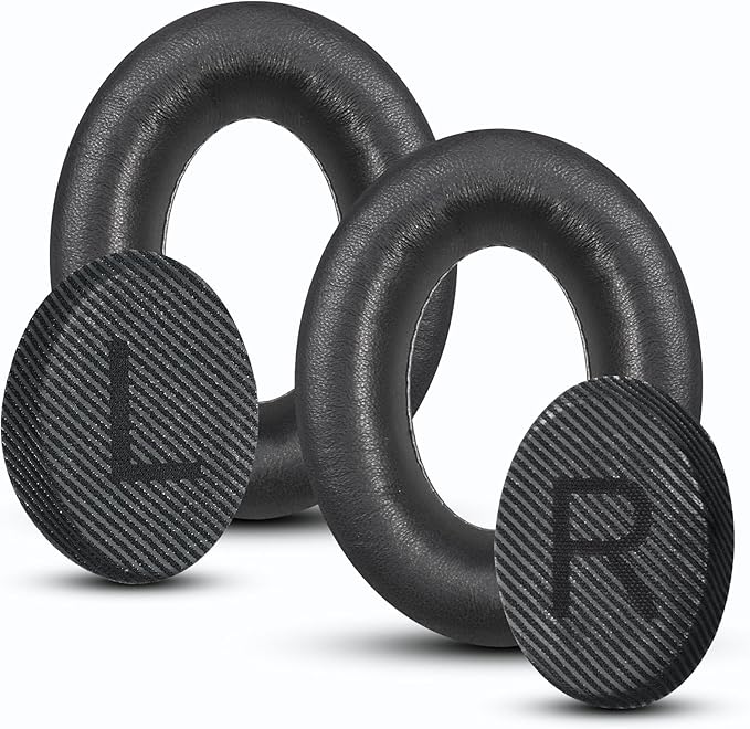 Headphones Replacement Ear Pads, Sheepskin Ear Cushions for Bose QuietComfort 35 (QC35) Improved Durability, Ear Pads Cushions with High-Density Foam, Thickness and Sound Isolation - Black