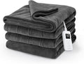 Sunbeam Electric Royal Luxe Microplush Heated Blanket, 12 Heat Settings, 12-Hour Auto Shut-Off, Fast Heating, Warm & Cozy, Machine Washable, Night Fog Color, Twin (84" x 62")