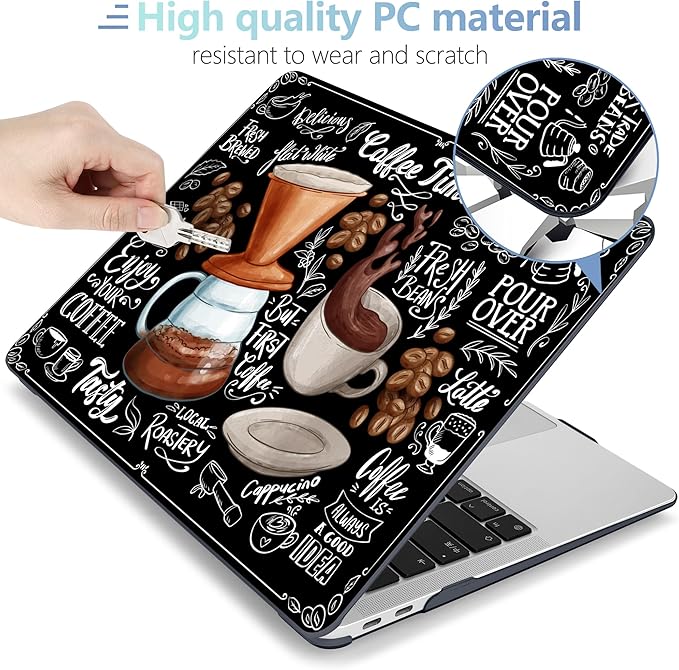 MEEgoodo for MacBook Air 13 inch Case 2021 2020 2019 2018 Released A2337 M1 A2179 A1932 with Touch ID, Plastic Hard Shell & Keyboard Cover Compatible with MacBook Air Case 13.3, Coffee