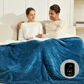 Bearhug Electric Heated Blanket, 62"x84" Ribbed Flannel & Sherpa Fast Heating Blanket, 10 Heating Levels & 1-12H Auto Off, Over-Heat Protect, ETL, Machine Washable
