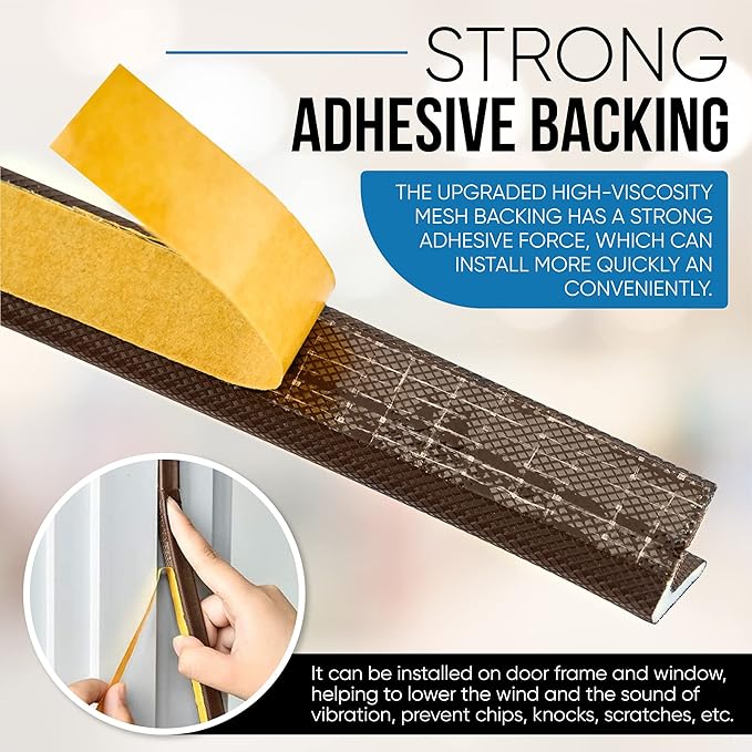 Adhesive V Shape Weatherstrip, Weather Stripping Door Seal Strip Foam Door Frame Insulation Side Jamb Bottom Groove Gap Filler Soundproof V Weatherstripping (Dark Brown, 1/2 in x 1/2 in x 26 Ft)
