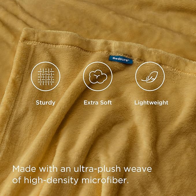 Bedsure GentleSoft Gold Fleece Throw Blanket - 300GSM Blankets for Couch, Sofa, Bed, Soft Lightweight Plush Cozy Throws for Toddlers, 50x60 inches