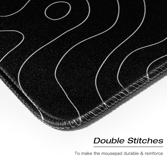 XVX Black and White Topographic Mousepad, XXLarge Gaming Mouse Pad for Desk 35.4x15.7 Inch,Waterproof Desk Pad with Non-Slip Rubber Base Mice Pad,Keyboard Mat Computer Game Mouse Mat