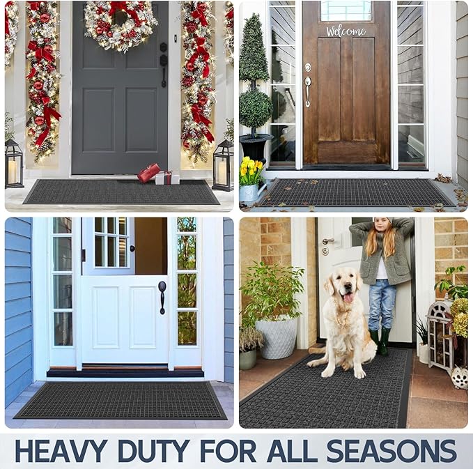 Indoor Outdoor Front Door Mats, 60" x 36" Rubber Backing Non Slip Durable Welcome Floor Mats for Patio, Garage Entrance, Stain and Fade Resistant Commercial Doormats for High Traffic