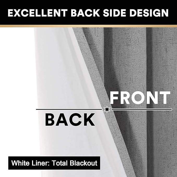 PrinceDeco Light Grey Blackout Curtains 54 Inches Long, Short Blackout Curtains 2 Panels Sets for Bedroom Thermal Insulated with White Liner Room Darkening Curtains Noise Reducing,52" W x 54" L