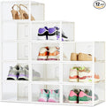 Amazon Basics Stackable and Foldable Clear Shoe Storage Organizer Box, Medium, Pack of 12
