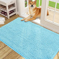 OLANLY Dog Door Mat for Muddy Paws 48x30, Absorbs Moisture and Dirt, Absorbent Non-Slip Washable Doormat, Quick Dry Chenille Mud Mat for Dogs, Entry Indoor Entryway Carpet for Inside Floor, Blue