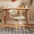 Art Leon Desk Chair No Wheels - Mid Century Modern Swivel Accent Chair, Fabric Upholstered Home Office Desk Chair for Small Spaces Living Room Bedroom, Off White