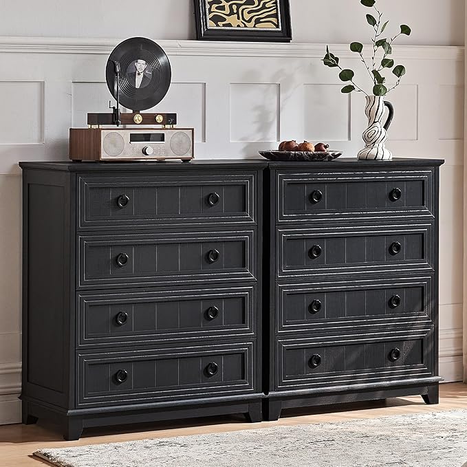 Farmhouse 4 Drawer Dresser for Bedroom, 35" Tall Small Dressers & Chest of Drawers, Rustic Wood Dresser with Metal Handle, Storage Organizer Closet for Living Room, Hallway, Entryway