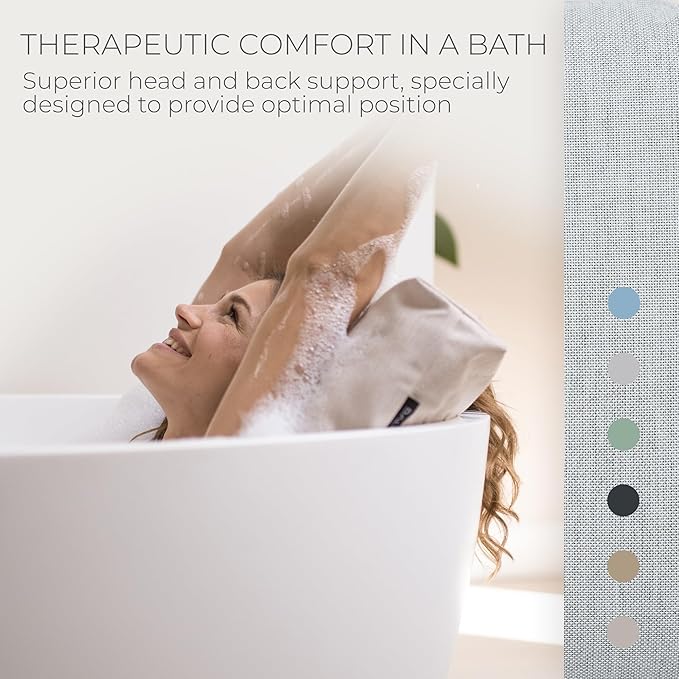 BADESOFA® Luxury Bathtub Pillow L - Large Bath Pillow for Therapeutic Neck and Back Support Quick-Drying - Washable Full Body Bath Tub Cushion - Luxury Spa Cushion in Grey