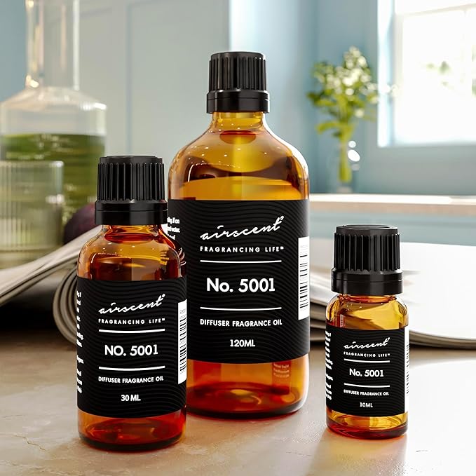 AirScent Baccarat Rouge Inspired Diffuser Oil - Perfume Dupe - Premium Fragrance Oil No. 5001 for Ultrasonic and Waterless Diffusers and Crafting - 30 mL, 1 fl oz Glass Dropper Bottle