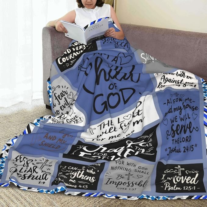 Christian Throw Blanket for Couch, Inspirational Gift for Women, Super Soft Plush Flannel Blanket, 50"x 60" Thoughts and Prayers Blankets for Bedroom Sofa Living Room Decoration