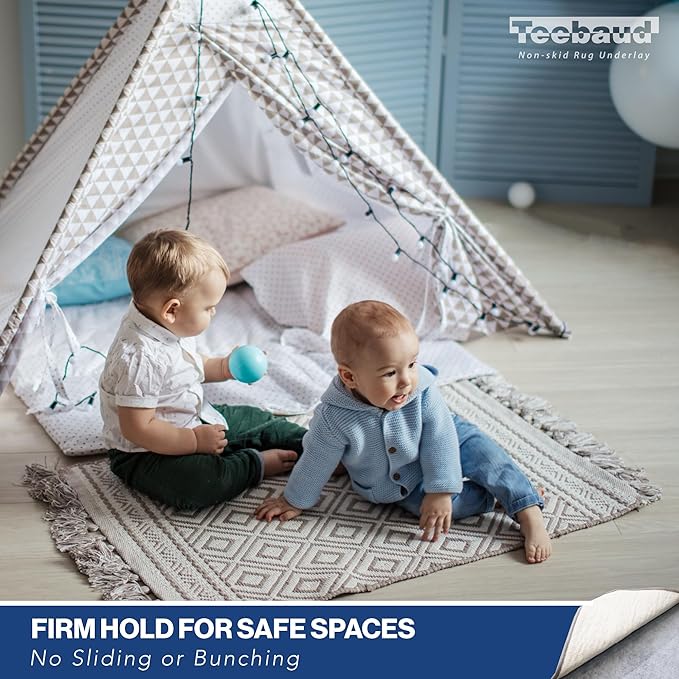 2'6 x 11' Non-Slip Rug Pad, Reversible Gripper, Non Skid Pads for Hardwood, Vinyl, Tile, Laminate Floors, Keep Area Rugs Secure, Natural Materials Safe for Indoor Flooring, ¼” Thick