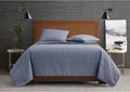 London Fog Garment Washed Solid Quilt Set Blue Microfiber 3-Piece Full/Queen Quilt Set, Solid Themed, Adult and Teen, Oeko-TEX Certified