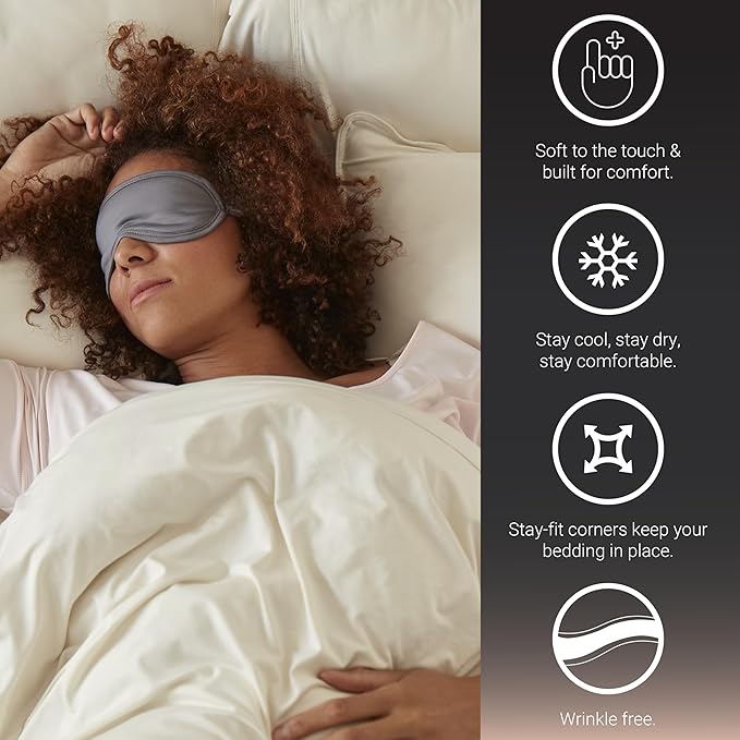 SHEEX - Original Performance Sheets Set (Split King) Bright White - Cooling Sheets - Moisture Wicking - 1 Flat Cooling Sheet, 1 Fitted Cooling Sheet, 2 King Pillow Covers - Wrinkle Free - Sleep Aid