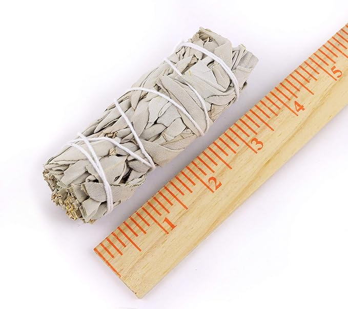 Ancient VEDA 4 Inch White Sage Smudge Sticks Bulk with Starter Guide (12 Pack) Smudge Sticks Sage for Cleansing House | White Sage for Smudging and Negative Energy Yoga | California Sage Bundles