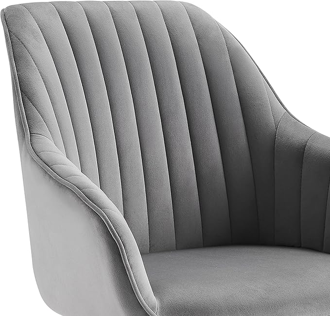 Zouron Mid Century Modern Swivel Accent Chair with Gold Metal Legs, Upholstered Swivel Chair No Wheels, Side Accent Arm Chair Vanity Chair for Small Space Home Office Living Room Bedroom, Grey