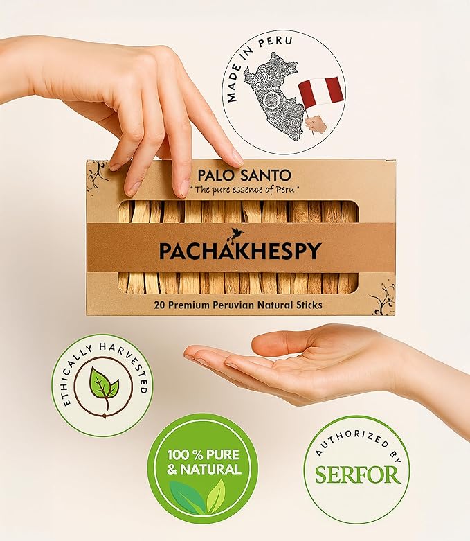 Palo Santo Sticks Authentic Smudging Peru 20 Pack for Energy Cleansing Aromatherapy Meditation 100% Natural Ethically Sourced Sustainable Holy Wood Wild Harvested Premium Palo Santo Incense Quality