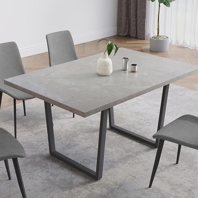 5 Piece Dining Table Set, 42.9 Inch Modern Kitchen Dining Table and Leather Dining Chairs for Kitchen Dining Room (Table + 4 Grey Chairs)
