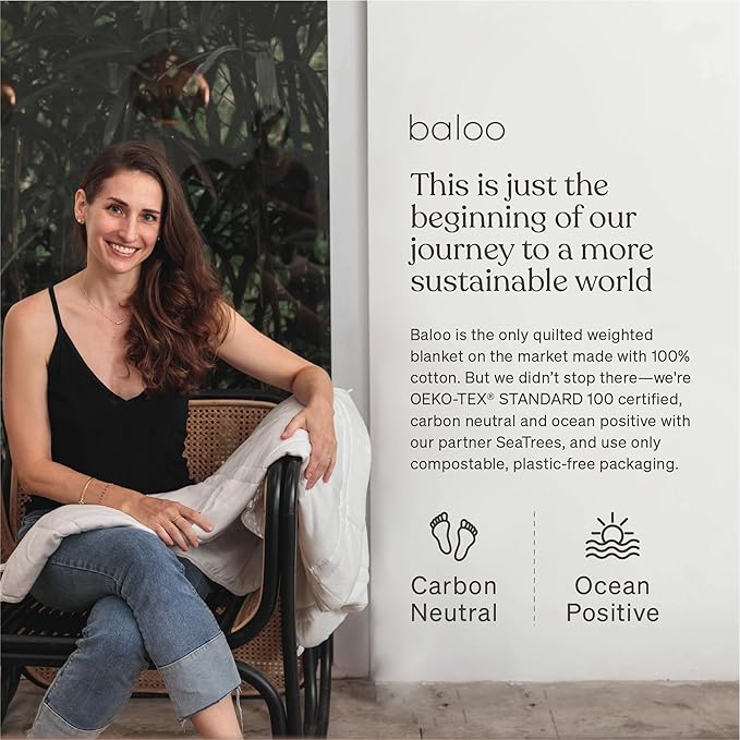 Baloo Weighted Blanket for Adults 15 lb (Spruce Green, 60"x80") | Cool & 100% Cotton | Machine Washable & Dryer Safe | Glass Microbead Fill