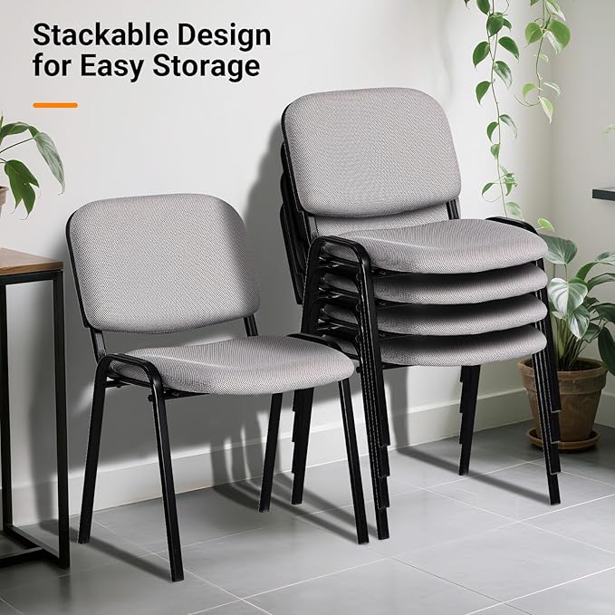VINGLI Waiting Room Stacking Chairs, 10-Pack Mesh Church Conference Stackable Chair Set, for Office Guest & Reception Meeting Rooms, Lobby, Simple&Space-Saving, Mesh-Grey